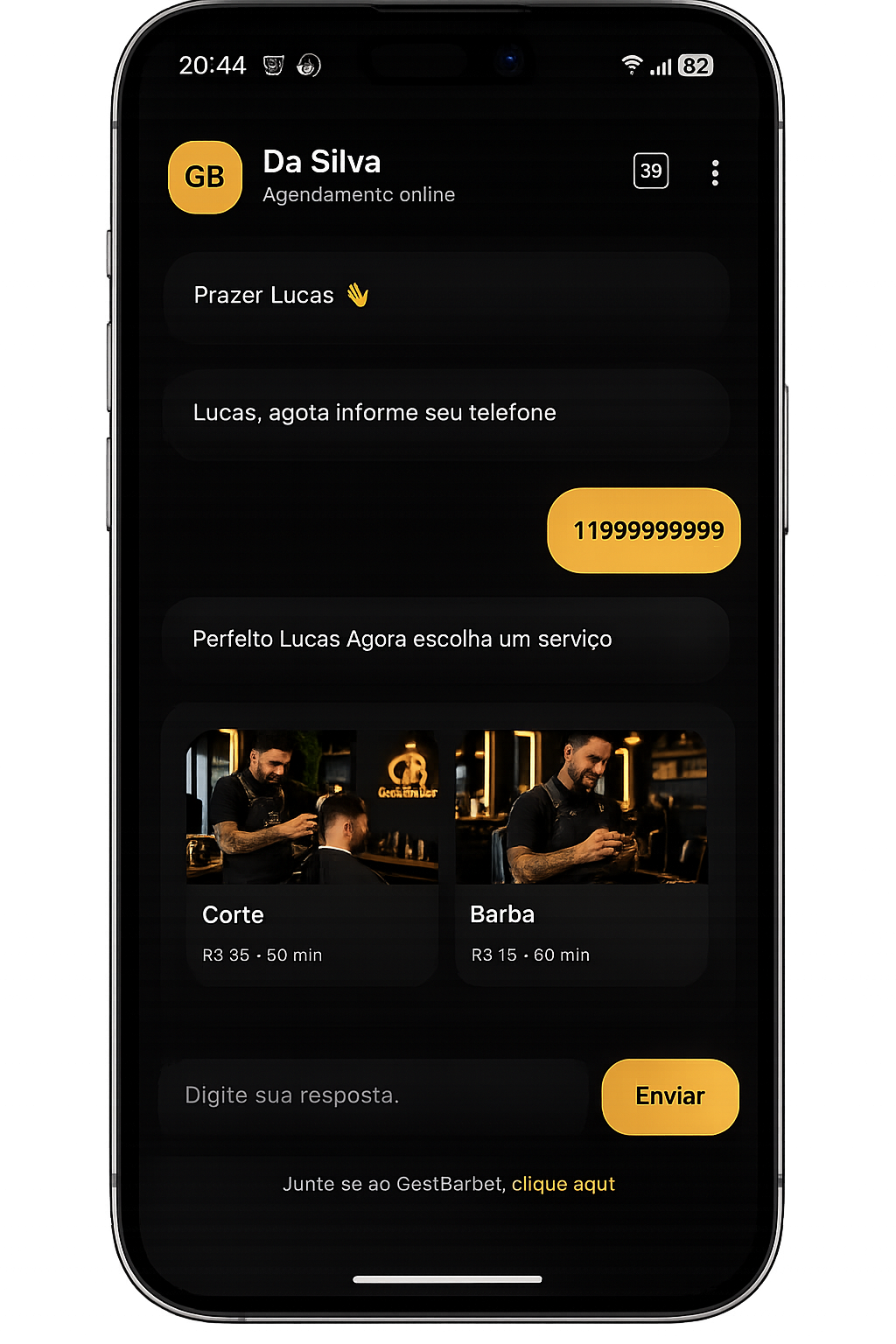Tela de Serviços